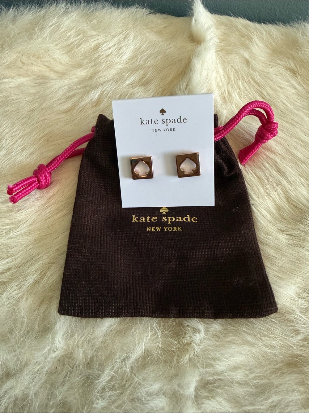 Kate Spade Rosegold Hole Punch Spade Pierced Earrings